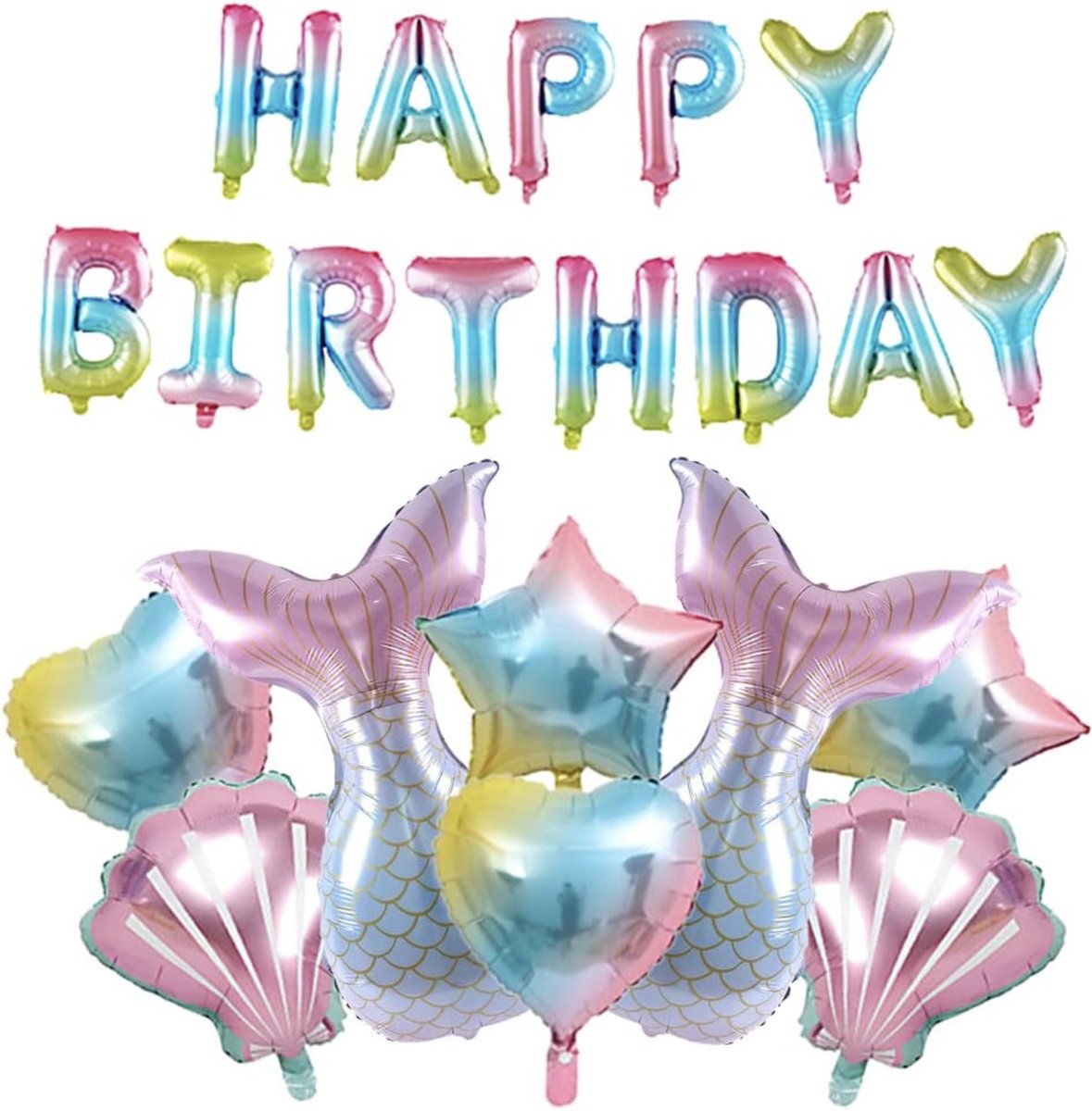 Zeemeermin ballonnen set happy birthday || Op werkdagen voor 16:00 besteld = volgende werkdag verzonden